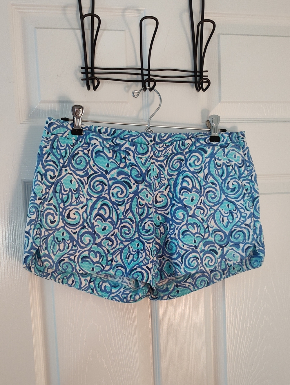 Lilly Pulitzer Blue & Teal Swirl High-Waist Shorts
